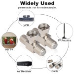 카우노스타 RG6 동축 케이블 스플리터 TV 2 in 1 Out F 타입 남성 대 여성 3 Way T 셰이프 커넥터 어댑터 결합기 비디오 안테나 위성 VCR... 