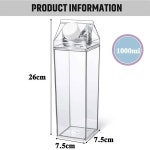 종이학유리병 투명 플라스틱 물병 유리컵 빨대가 Summer 위한 사각 마개가 있는 As Shown : 윤앤율마켓-1