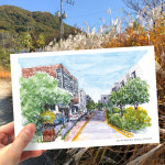 엽서s 수채화풍경 파주스케치 출판도시 풍경2 : 책방블루