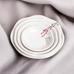 동풍 꽃원찬기 반찬 접시 무해 재질 멜라민 플레이트 일식 중식 꽃접시 다용도 업소용 가정용 : JM kitchen