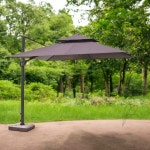 블루라운지 대형 태양광 사각파라솔 커피 2.5m 야외 마당 야외용 견고한프레임 옥외 : 블루라운지25