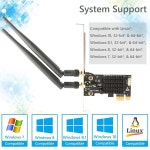 BT 4.2가 탑재된 PC용 Ubit AC1200 PCIe WiFi 카드 듀얼 밴드 무선 네트워크 어댑터 및 히트 싱크 기술 게임, 브라우징, 스트리밍 등을... 