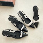 [H1102] SAEROI CLASS 앞코뾰족 발편한 쿠션 스틸레토 미들힐 큐빅 슬링백샌들 : 새로이클라쓰