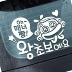 리니상점 Oh매너짱 왕초보예요 화이트 차량스티커 자동차스티커 초보스티커 : 리니생활마켓