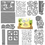 호환 열대 배경 번들 투명 스탬프 및 금속 절단 다이 DIY 공예 제작 카드 앨범 스크랩북 장식 H3245 : 아스트랄레 아모레