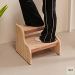 직코몰 H6836 고무나무 미니 사다리 스툴 1color 2단사다리 스텝스툴 원목수납장 : 생활용품 추천스토어