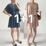 (1+1)(44-88/쿨링) 입자마자 시원한 상+하의 코디세트 밴딩팬츠 키작녀 여름 : 여리제이