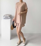 (44-88/쿨링) 입자마자 시원한 상+하의 코디세트 밴딩팬츠 키작녀 여름 바캉스룩 : 여리제이