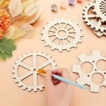 DIY 공예품용 나무 기어 모양 모듬 회화  장식용 목재 컷아웃 행잉 홈 파티 9 개 : 금송코퍼레이션