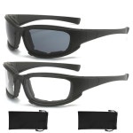 YISUGOOC 2쌍 오토바이 안경 및 방진 쿠션 차단 방풍 폼 탑승 자외선 고글 : 글로벌피스몰