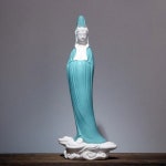 불교용품 음보살 도자기불상 풍수소품 잠자는 풍수지옥 미륵 풍수지리 핸드 상운 소형 녹색백자상운관음 : JIN커머스