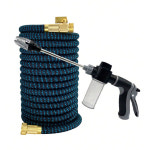 급수 원예 3X 릴호스 정원 가능한 세차 텔레스코픽 고압 조절 폼 호스 슈트 물분사기 Bla Blue 3/4 25피트 : 오성공구상사