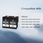 HP OfficeJet 4500 J4500 J4524 J4540 J4550 J4680c J4680 J468024 J4640 J4660 (2-블랙)용 901 블랙 잉크 카트리지 가치 : MJSHOP010