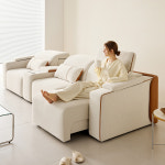 4인용 프리스티노 2세대 모션 소파 리클라이너 슬라이딩 무빙 가죽 면피 패브릭 쇼파 320 : 까르엠가구