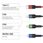 멀티 충전 케이블 USAMS 2팩 4FT 4인치 1 나일론 브레이드 USB 고속 코드 어댑터 타입 C 마이크로 포트 호환 휴대폰 태블릿 4ft... 