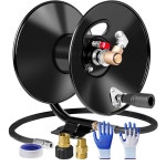 MEKOH 압력 세척 호스 릴 50ftx3/8인치 / 65ftx1/4인치, 4000PSI 헤비 듀티 파워 M22-14 피팅, 핸드 크랭크 메탈 벽/트레일러/밴 Shiny... 