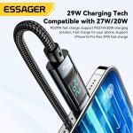 Essager USB 유형 C 케이블 iPhone14 13 12 11 Pro Max PD 29W iPhone 충전기 케이블 용 고속 충전 와이어 디지털 디스플레이... 