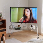 이동식 티비다이 거실 75인치티비거치대 tv 화이트 거실선반 선반 수납정리 U54 수납바구니TV홀더 55 65인치 적용 : 원클릭라이브배송