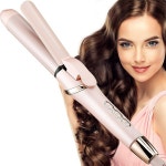 첨단 기술 토르말린 헤어 크림퍼 - 세라믹 헤어 컬링 아이언 - 2 in 1 컬러 및 플랫 아이언 - 1.3인치 스타일링 도구 - : BulkOverseas