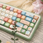 만화 MOA Keycaps 134 키 귀여운 라운드 PBT 캡 기계식 64/87/96/104 용 5면 염료 : 네오무역