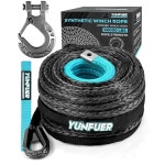 YUNFUER 1/2 x 85피트 합성 윈치 로프 케이블 키트, 보호 슬리브가 있는 32 000LBS 위조 SUV, 트럭용 안전 당김 스트랩 그레이 : 삼오유통센터