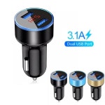 차량용 듀얼 포트 USB 담배 라이터, 5V 3.1A 전원 소켓, 고속 충전기 어댑터, LED 디스플레이, 휴대폰 카메라 PC용 : 둘리코퍼레이션