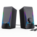 ROSON 컴퓨터 스피커, 향상된 저음 및 볼륨 조절 기능을 갖춘 게이밍 PC 스테레오 2.0 USB 전원 3.5mm 보조 멀티미디어 노트북/데스크탑... 