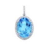 14k골드 천연 블루 토파즈 오벌컷 골드 목걸이 펜던트 : 스톤안테나