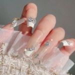 50Pcs 3D 미니 지르콘 네일 아트 라인 석 화이트 플랫 하단 반짝이 다이아몬드 손톱 매력 DIY 공예 전화 매니큐어 액세서리 : MegaImportShop