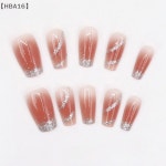 30pcs 여성 손톱에 간단한 언론 프랑스어 스타일 광장 긴 가짜 손톱 분리형 네일 패치 손톱 착용 네일 세트 : MegaImportShop