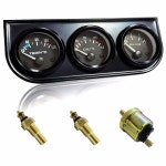 IZTOR 3-IN-1 52MM 트리플 게이지 클러스터 물/오일 온도 및 오일 압력 게이지 12V 자동차 트럭 SUV를 위한 블랙 대시보드 콘솔 유니버설 핏... 