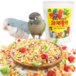 앵무새 생식 앵큐브 자연주의 동결건조 과채동 (15가지 과일+채소 동결건조)  새 사료 간식 먹이 추천 코뉴어 퀘이커 왕관 모란 : 리프패럿