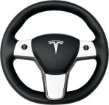 Tesla 테슬라 3/Y Gen 1.0용 맞춤형 컷 그래픽 스티어링 휠 트림 비닐 랩 1 세대 브러시드 블랙 : 밸류퍼