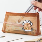 Capybara 메쉬 연필 가방 펜 케이스 만화 디자인 간단한 투명 보관 파우치 문구류 F7777 : 지장보살