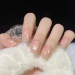 젤리 스티커 포함 소금은 달콤한 가짜 손톱 착용 가능한 둥근 머리 타원형 전체 커버 네일 팁 : MegaImportShop