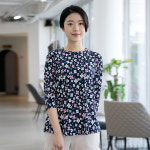 엄마옷 플라워 7부 라운드 티셔츠 TS302140 중년여성의류/50대/60대/마담/빅사이즈/할머니옷/40대/여성옷/미시옷 : 모슬린