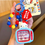 헬로 키티 키링 비즈 리본 로프 고양이 고전 레트로 가방 걸이 자동차 스트랩 백꾸 구슬 : 바이나루