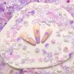 100개의 3D 네일 부적 - 혼합 모양 나비, 꽃, 달, 활 디자인 , 아트 DIY 액세서리용 진주 Blue : 캠프셋 모든 스토어