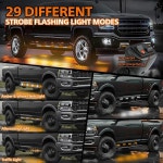 EK ENNOKING 비상 스트로브 조명 스트립 2PCS 70인치 앰버 화이트 864 LED 러닝 보드 바 방수 점멸 위험 경고 트럭 건설 차량 픽업 스노우... 