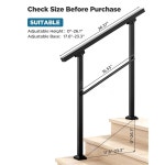 야외 계단용 핸드레일, 태양광 데크 조명이 있는 3단계 실내 현관/데크용 검은색 3 Step with solar light Matte Black : 야간잡화점