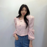 미스도 체크 베이직 크롭 봄가을 트위드 자켓 : 미스도