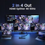 4K@60Hz HDMI 스위치 스플리터 2인치 4아웃 리모컨, 아베디오 링크 2x4 스위처 4K, SPDIF 및 3.5mm 오디오, : 31서초직구