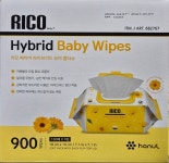 [주문당일배송시작]RICO 리꼬 베이비 하이브리드 유아 물티슈 100매 x 9팩 카렌듈라 오일 함유 포뮬러 알코올 무첨가, 순한 케어로 안심 사용... 