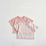 XS-XL 여름 1+1 반팔티 면 무지 단가라 티셔츠 아기 여아 남아 키즈 비비드아이 : 오꼬뜨