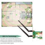 Ubit 네트워크 카드, WiFi 어댑터 AC 7265, AC1200Mbps PCI WiFi 블루투스 카드, 데스크탑 PC용 6dBi 안테나 무선 듀얼 밴드(5G/2... 