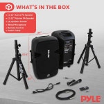 온애이 PYLE 무선 휴대용 PA 시스템 키트 1800W 피크 블루투스 호환 실내 사운드를 위한 액티브 패시브 페어 다중 입력 USB SD AUX XLR... 