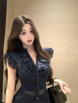 브이넥 프릴 슬리브 시스로 나시 블라우스 양군스토어S408 : Yang-Gun Shop