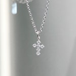 [OST 목걸이] 퓨어몬드 시뮬렛다이아 미니 십자가 925실버 은 목걸이 25501Q : OST 강변점