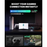 HIEPREV 프로 WiFi6 게이밍 라우터, 1년 부스터 VIP, 5GHz 및 2.4GHz의 기어업 플러그인, 모든 콘솔 PC용 네트워크 케이블 2개 포함, 핑... 