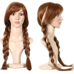 모자 가발 합성 머리 여성용 피그 테일 공주 땋은 갈색 강조 안나 의상 파티 Peluca De Princesa Halloween WIG-Anna : 모던무드마켓